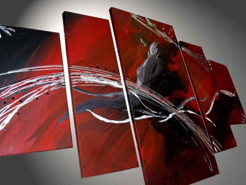 Tableau Toile ARTTOR 120x80cm – Impression Abstraite Rouge, Moderne, Déco Murale